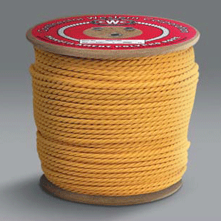Yellow Shrimp Rope, 3-Strand Polypropylene, 400', 1/4" Diameter