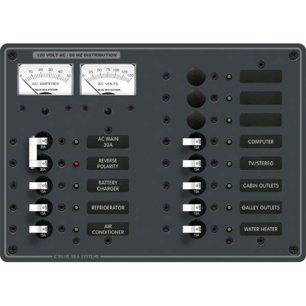 AC Distribution Panel, 120 Volt Main + 11 Positions, Micro Analog Meters