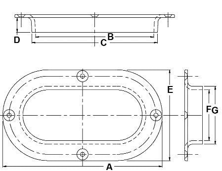 Stainless Steel Hawse Pipe, 5-3/8" x 9-3/8"