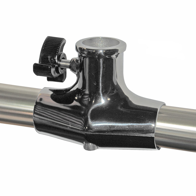 Rail Mount Flag Pole Socket, Stainless Steel, 1/1/8"-1-1/4" Rail, 1" Socket, Thumb Screw