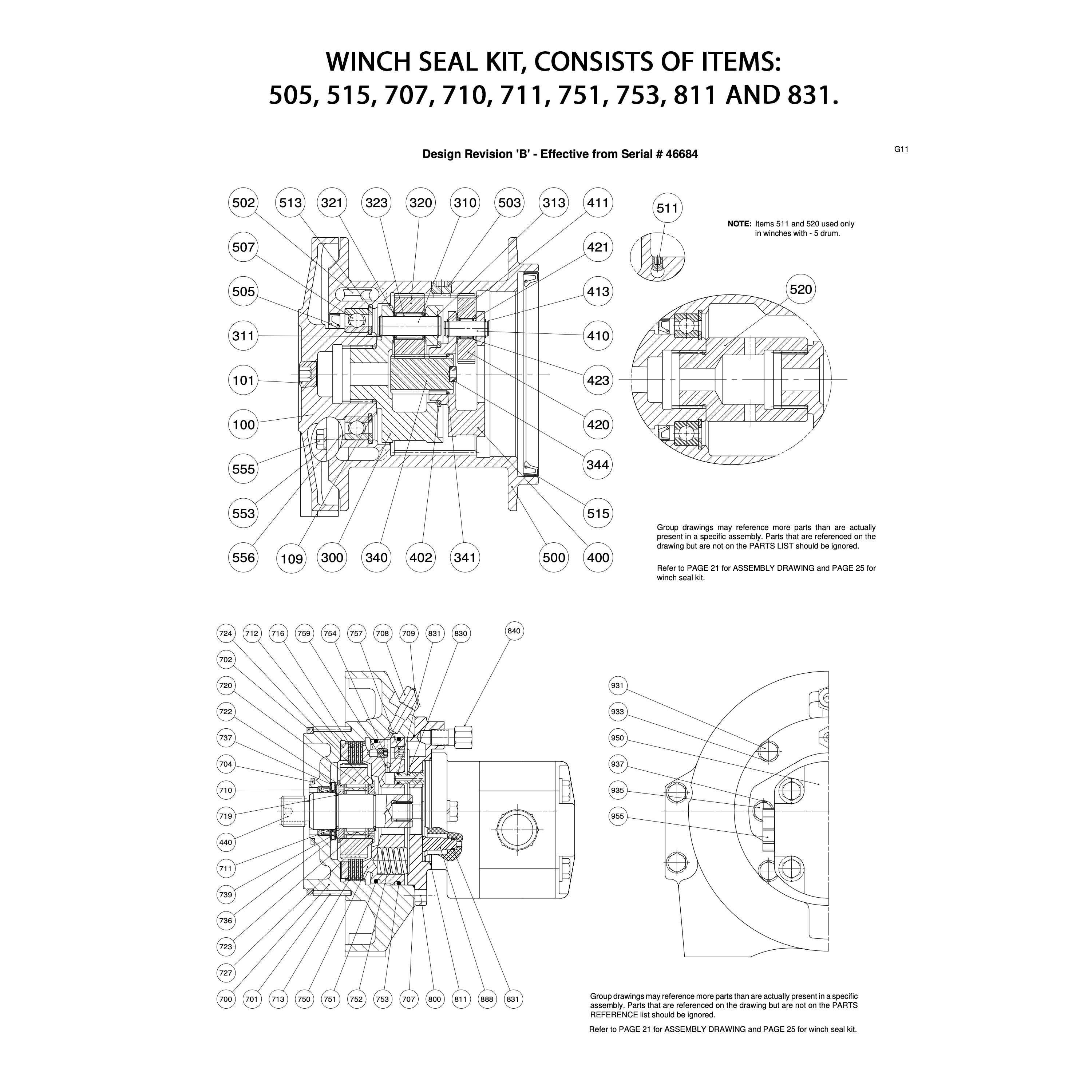 Pullmaster PL2 Winch Seal Kit 23111
