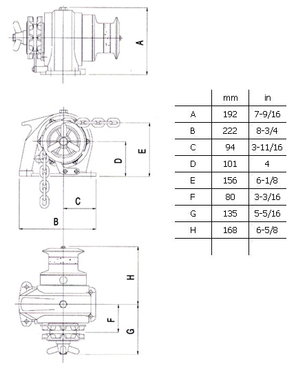 Lofrans Royal LW 250, Manual Windlass, Anodized Aluminum