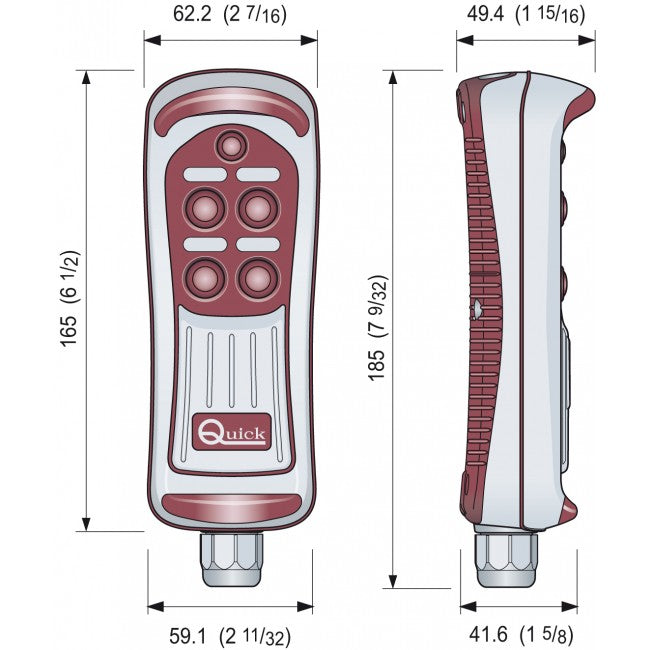 Quick Handheld Remote Control, 6 Button for hydraulic w/ diodes