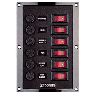 Sea-Dog, Vertical, DC 6 Gang, Switch Panel, Fused