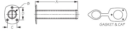 Sea-Dog, Flush Mount Rod Holder, 90 Deg. Stainless Steel, With Cap