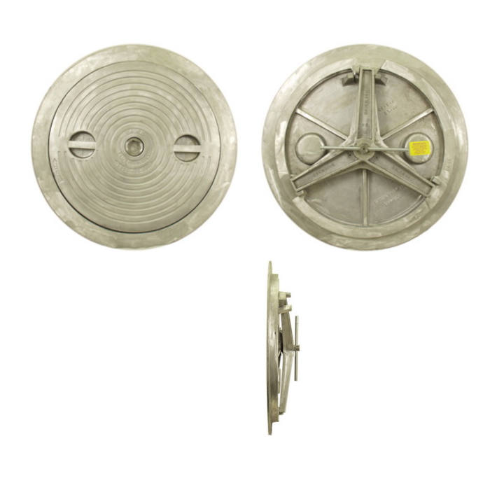 Baier, Flush Deck Hatch, Lift Out, Hex Centerbolt, Round, 24", Aluminum Lid/Aluminum Ring