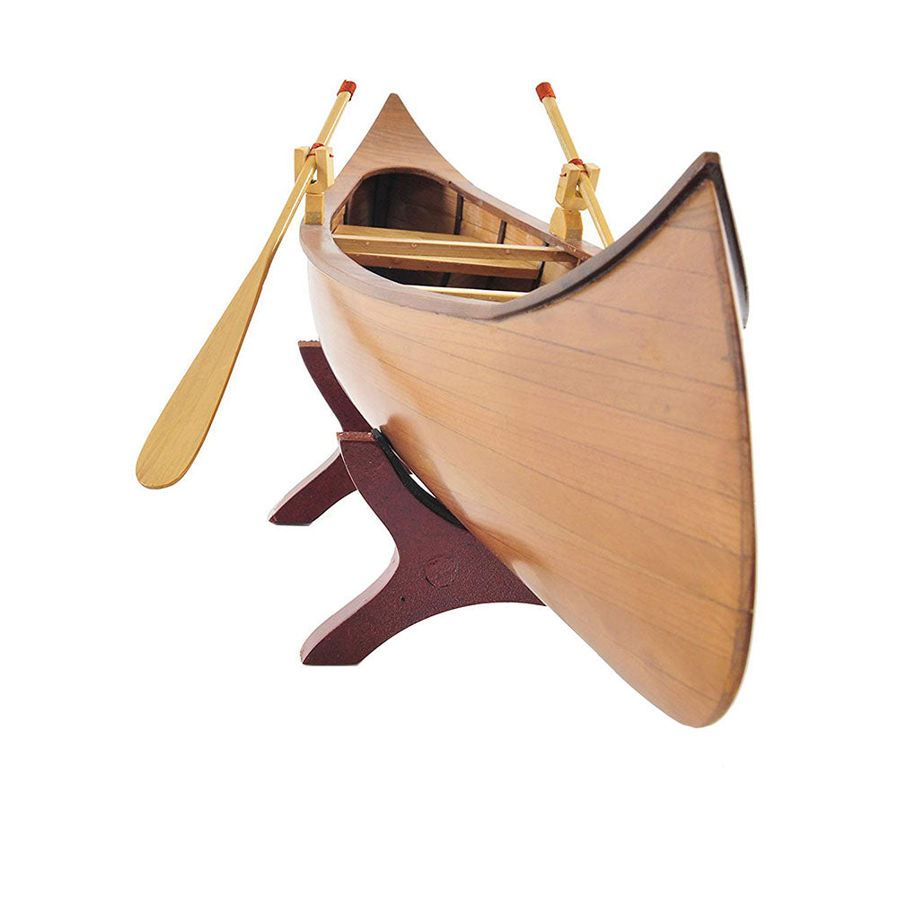 Indian Girl Canoe - Handcrafted Wooden Mahogany Model, 24"L
