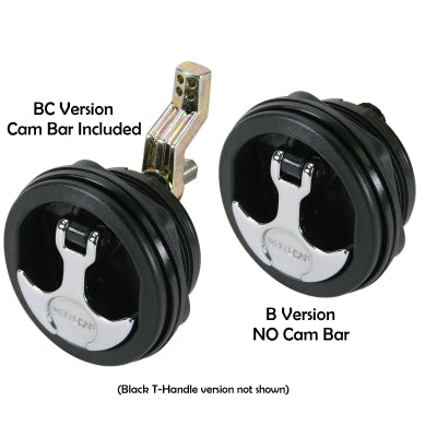 T-Handle Latch, Locking, Black Nylon w/ Chrome T-Handle, NO Cam Bar, S-0226B