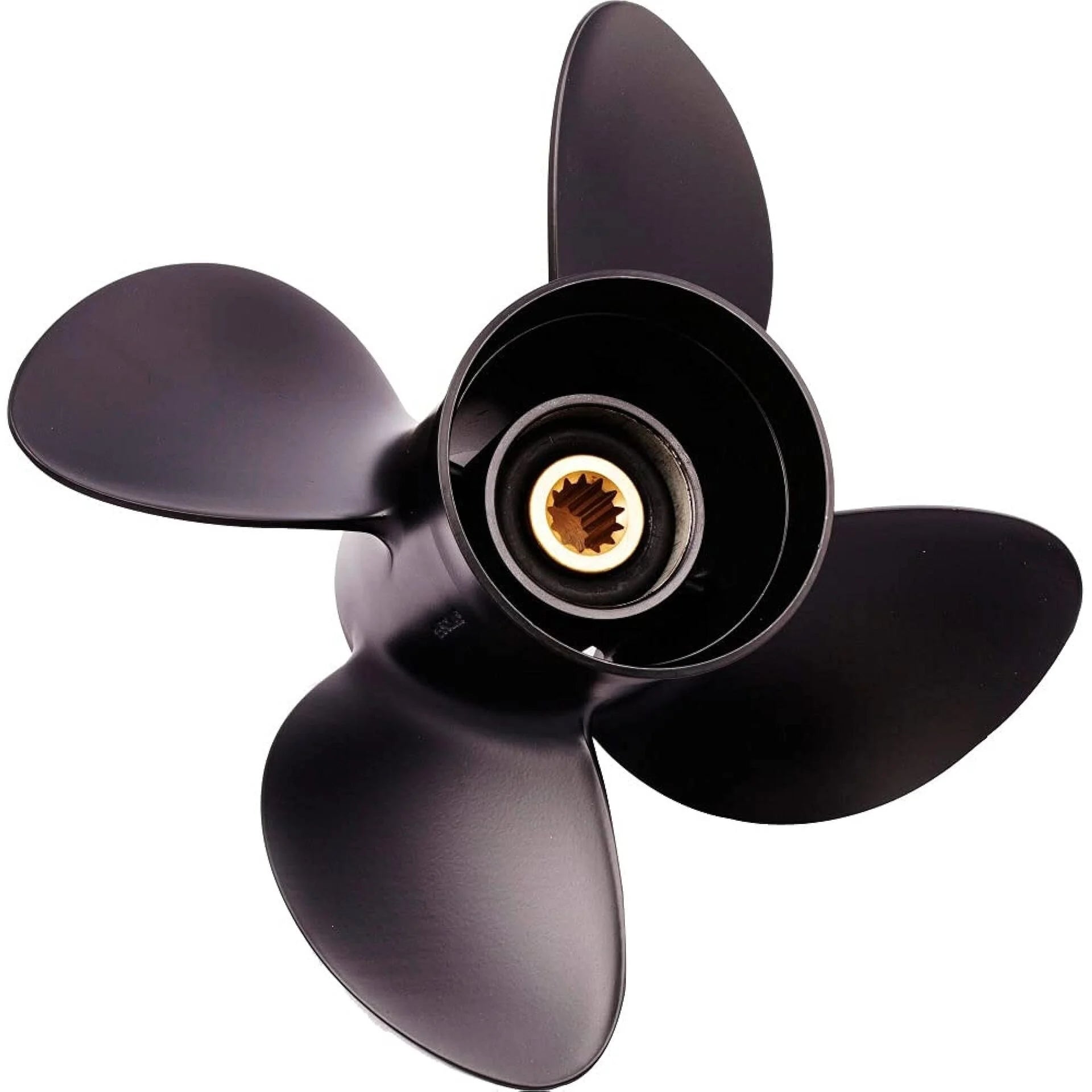 13" x 15" Pitch, 4-Blade, RH, 13 -Tooth Thru-Hub Exhaust, Amita, Aluminum, Propeller,OMC/Evinrude/Johnson