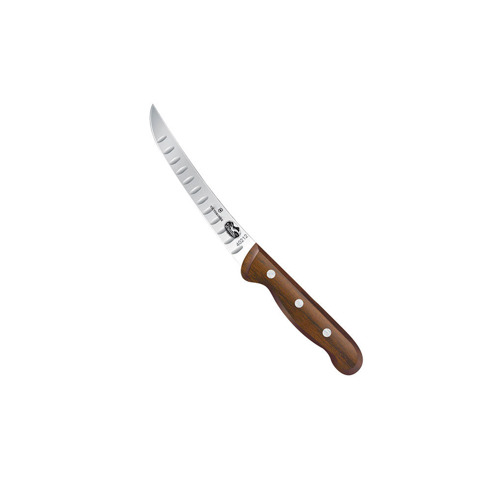Boning Knife Wide Granton Edge Curved/Wood Handle