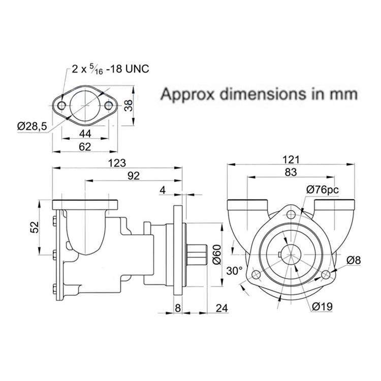 Jabsco, Engine Cooling Pump, Flange Mount, 1", Bronze, 9700-01