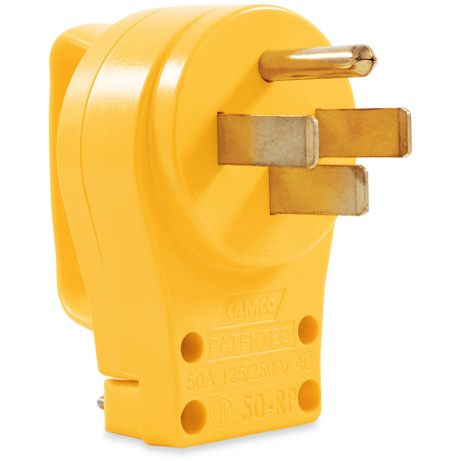 Camco 50 Amp Power Grip Replacement Male Plug with Handle, 125-250V/12500W