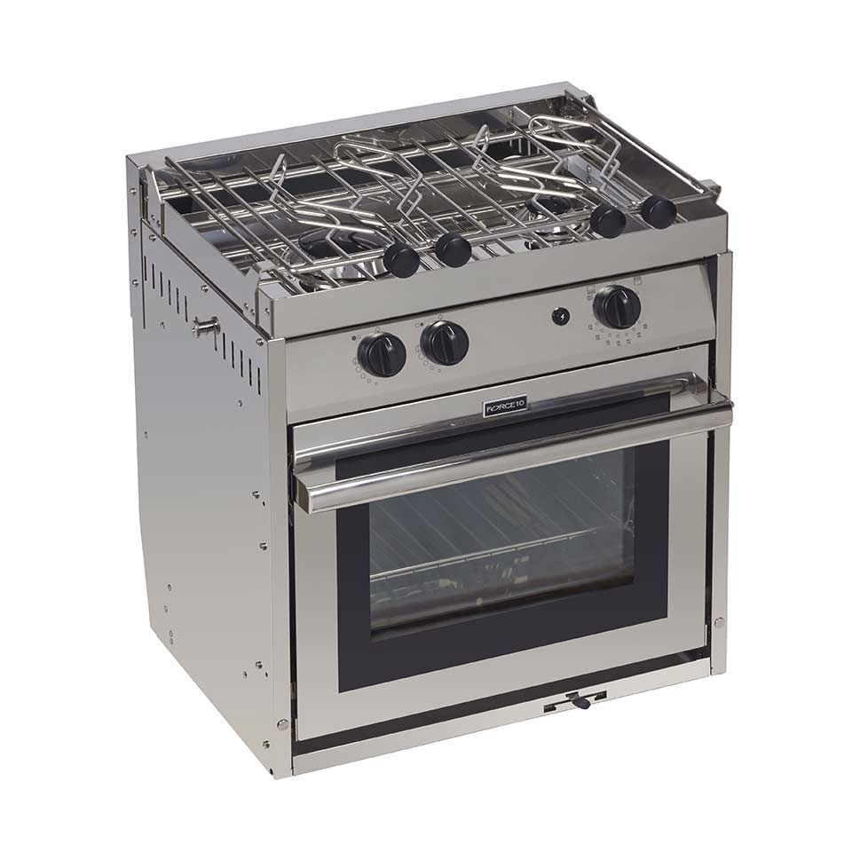 Force 10, 2 Burner, Gimballed Galley Range, Propane / Butane, Euro Sub-Compact, See Thru Glass Door