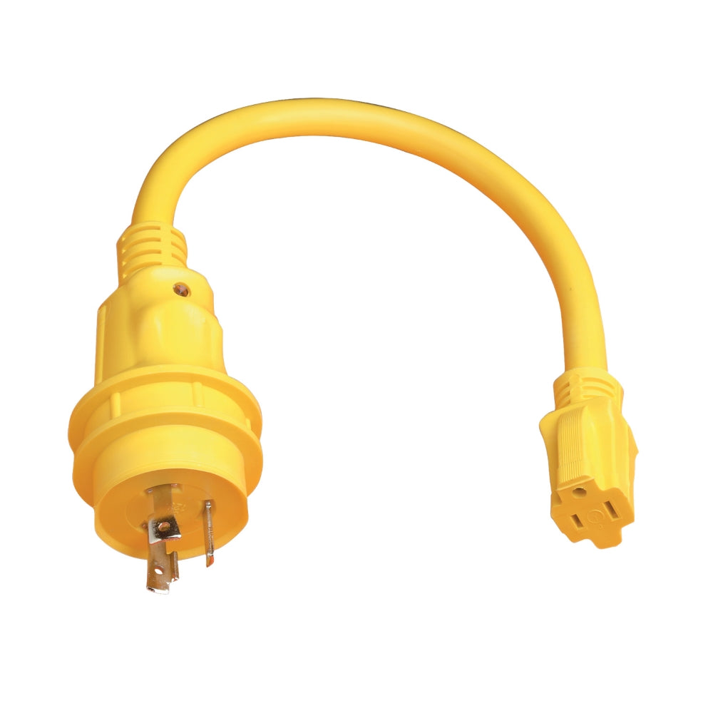 Pigtail Power Adapter, LED Indicator, 30A 125V Male to 15A 125V Female