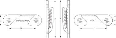 Clam Cleat, Racing Fine Line Starboard, Aluminum, CL258, Silver