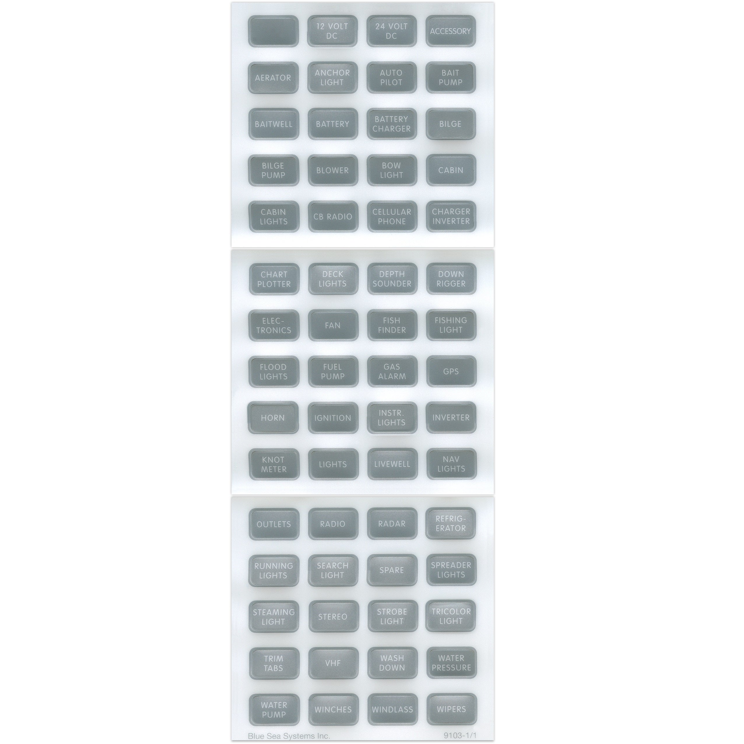 Blue Sea Gray 60 Label Set