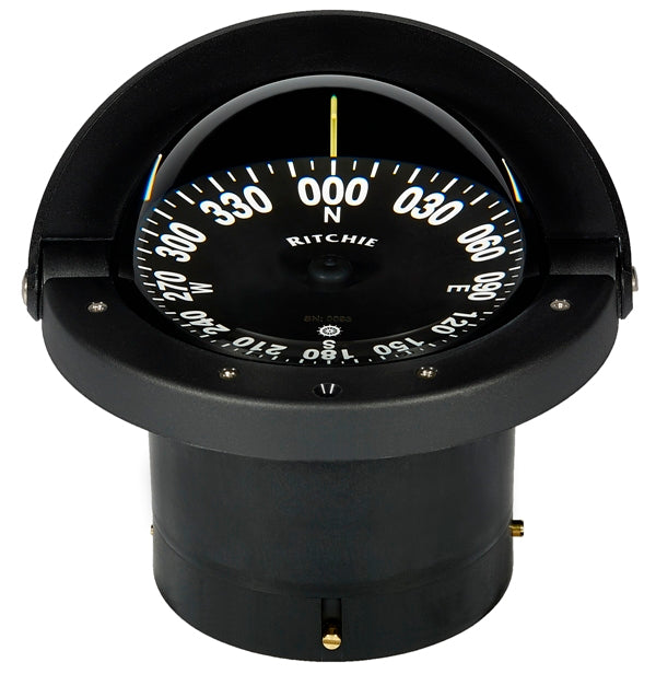 Ritchie, Compass, Flush Mount, Navigator, 4-1/2" Dial, Black with Black, Power Damp, Flat Card Dial