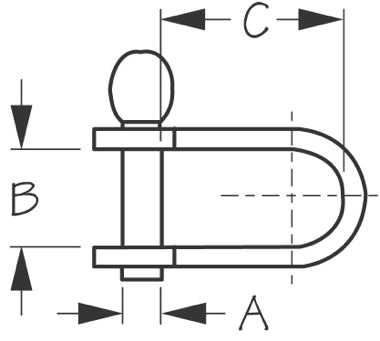 Stainless Steel Key Pin Shackle 1/2 in.x 1 in.