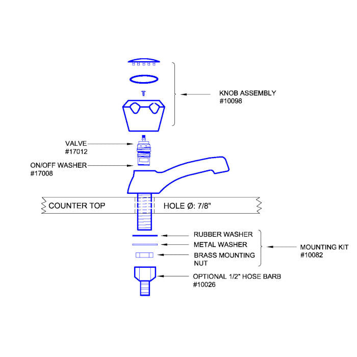 Scandvik Heavy-Duty Brass Cold Water Tap, 10050