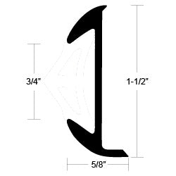 Aluminum Rub Rail 1-1/2’’ x 5/8’’ x 12', for Vinyl Insert