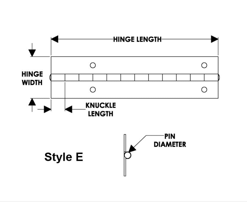 1-1/4 in. Piano Hinge, Annealed Finish Stainless Steel, sold by the foot