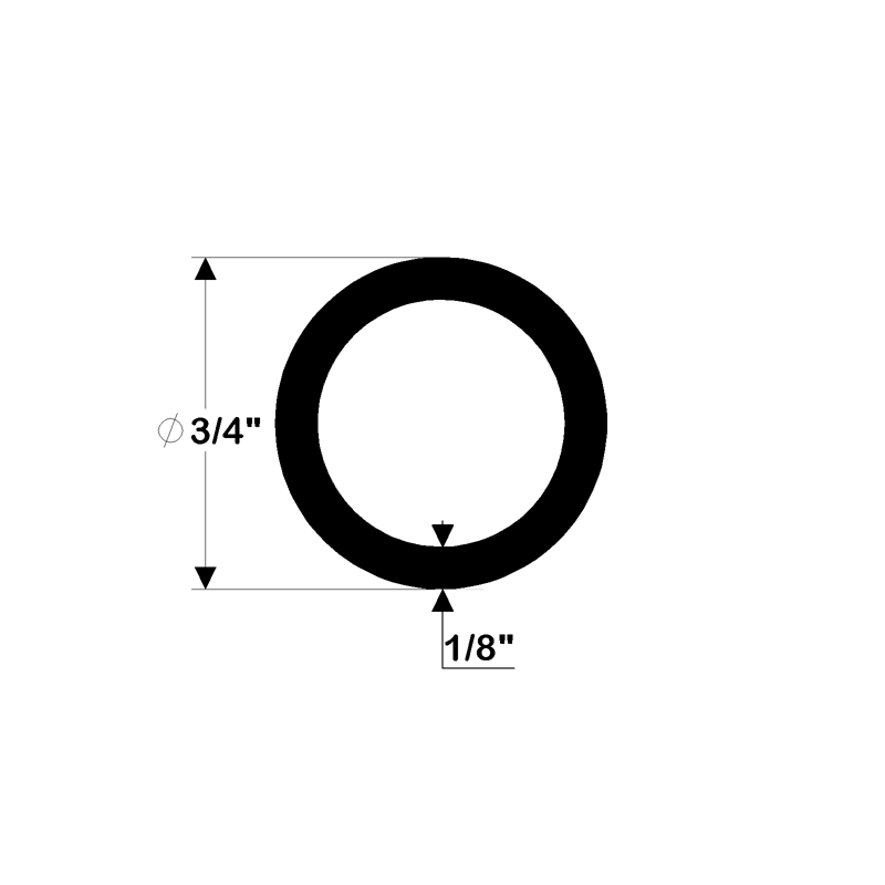 50 Ft Tube Style, Black Vinyl Insert, 3/4" Diameter