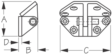 Stainless Hatch Hinge, Angle Base