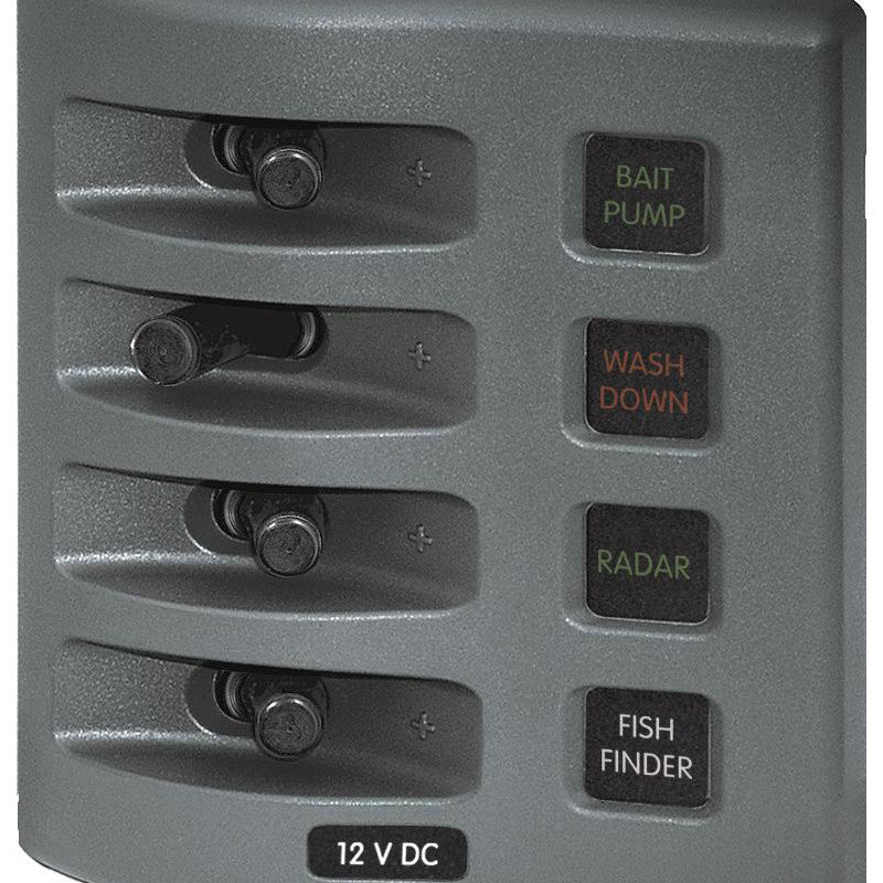 WeatherDeck 12 Volt Waterproof Fuse Panel, 4 Position, Gray