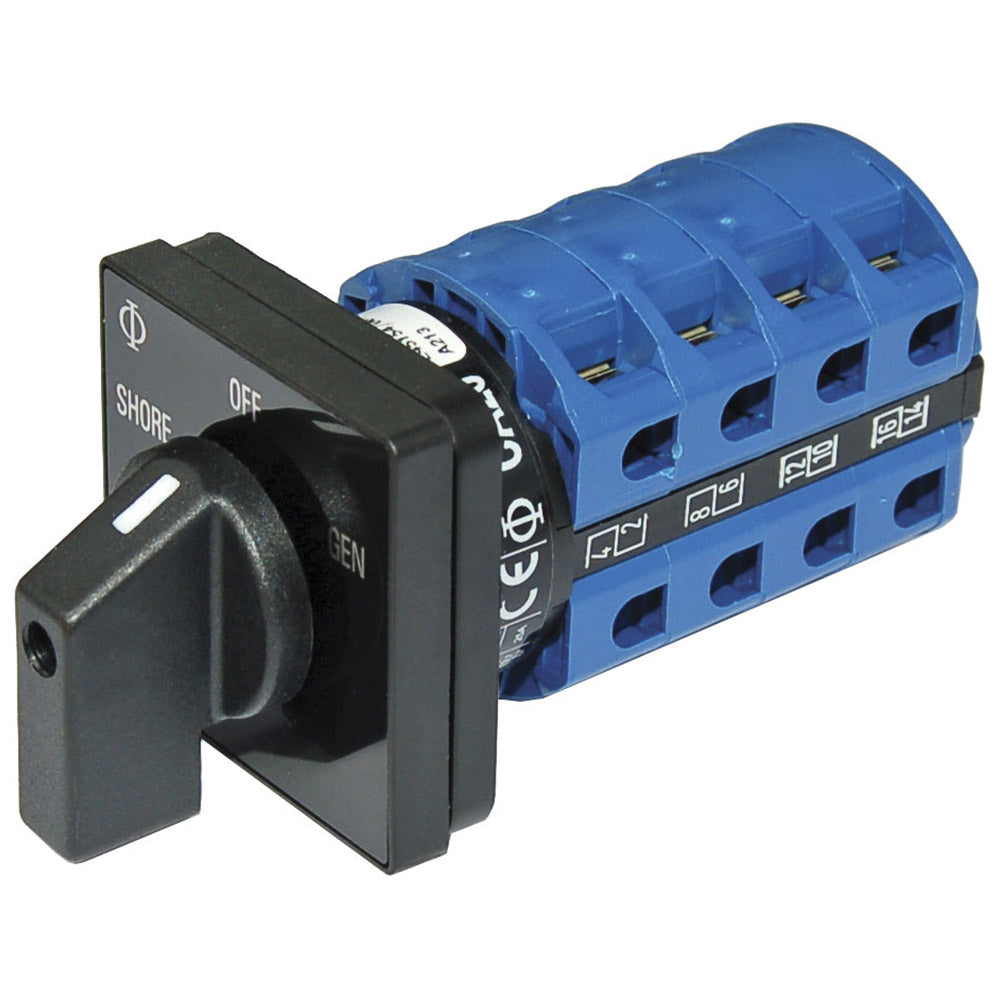 Blue Sea, AC Rotary Switch, 4 Pole, 120 Volt, 30 Amp,  OFF + 2 Positions