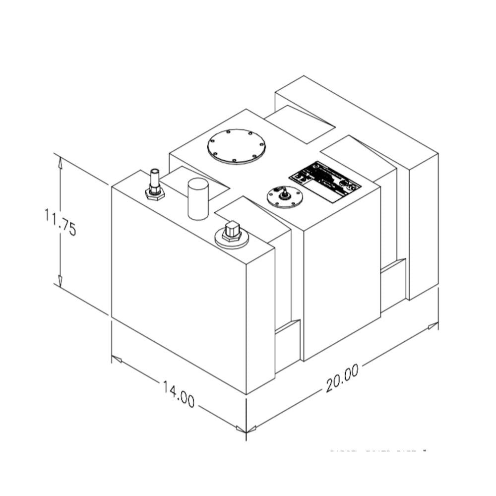 Moeller, 12 Gallon Fuel Tank, Below Deck Polyethylene, 20" L x 14" W x 14.25 H