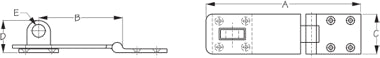 Polished Brass Heavy Duty Hasp, 5-7/8" Overall