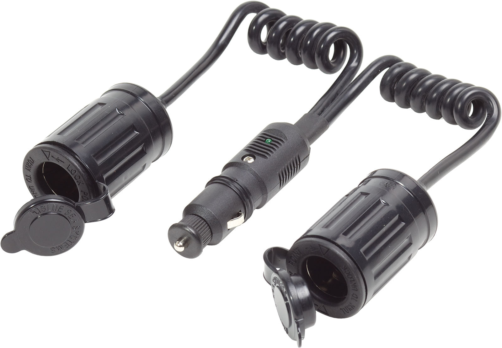 12 Volt DC Plug with  Dual Extension Sockets, 1013