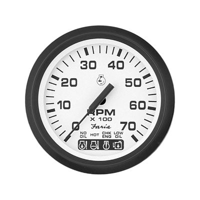 Euro White Series, Tachometer, 7,000 rpm, OMC Sys Check