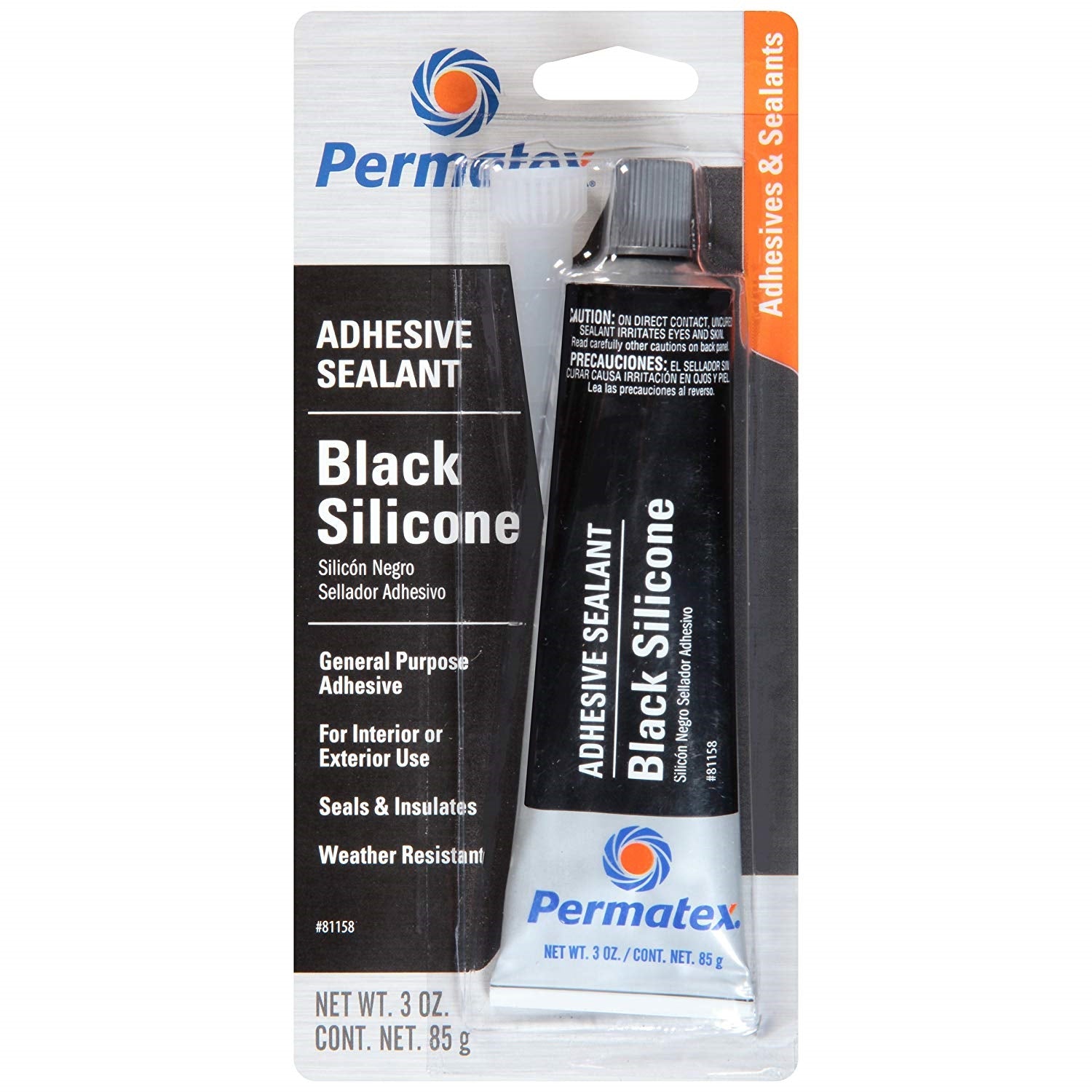 Permatex, Black Silicone Adhesive Sealant, 3 oz.