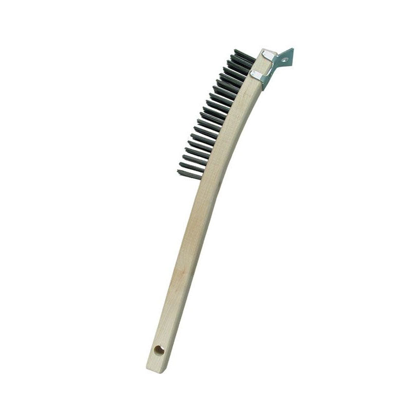 Long Curved Handle Steel Wire Brush with Scraper