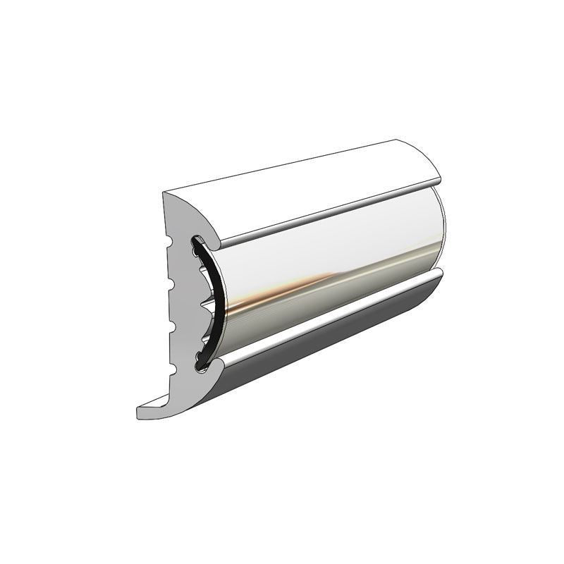 Semi-Rigid Vinyl Rub Rail Kit with Flex Chrome Insert, 1-5/8" x 3/4", 70 Feet