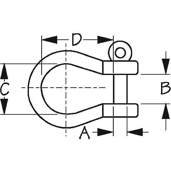 Sea-Dog 147228 Stainless Captive Bow Shackle, 5/16", Bulk