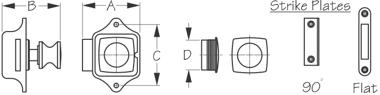 Rim Latch Square / Round SS