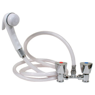 Shower Mixer Euro White with Triangle Knobs