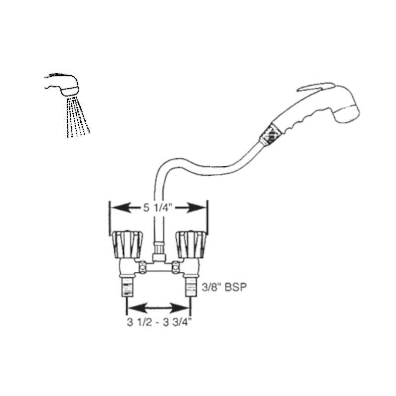 Shower Mixer Euro White with Triangle Knobs