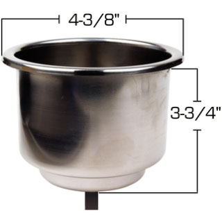 Stainless Steel Recessed Drink Holder w/ Drain