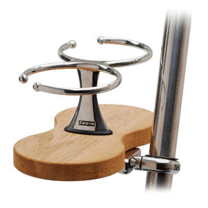 Edson Double Clamp-On Stainless Steel Drink Holder w/Teak Base