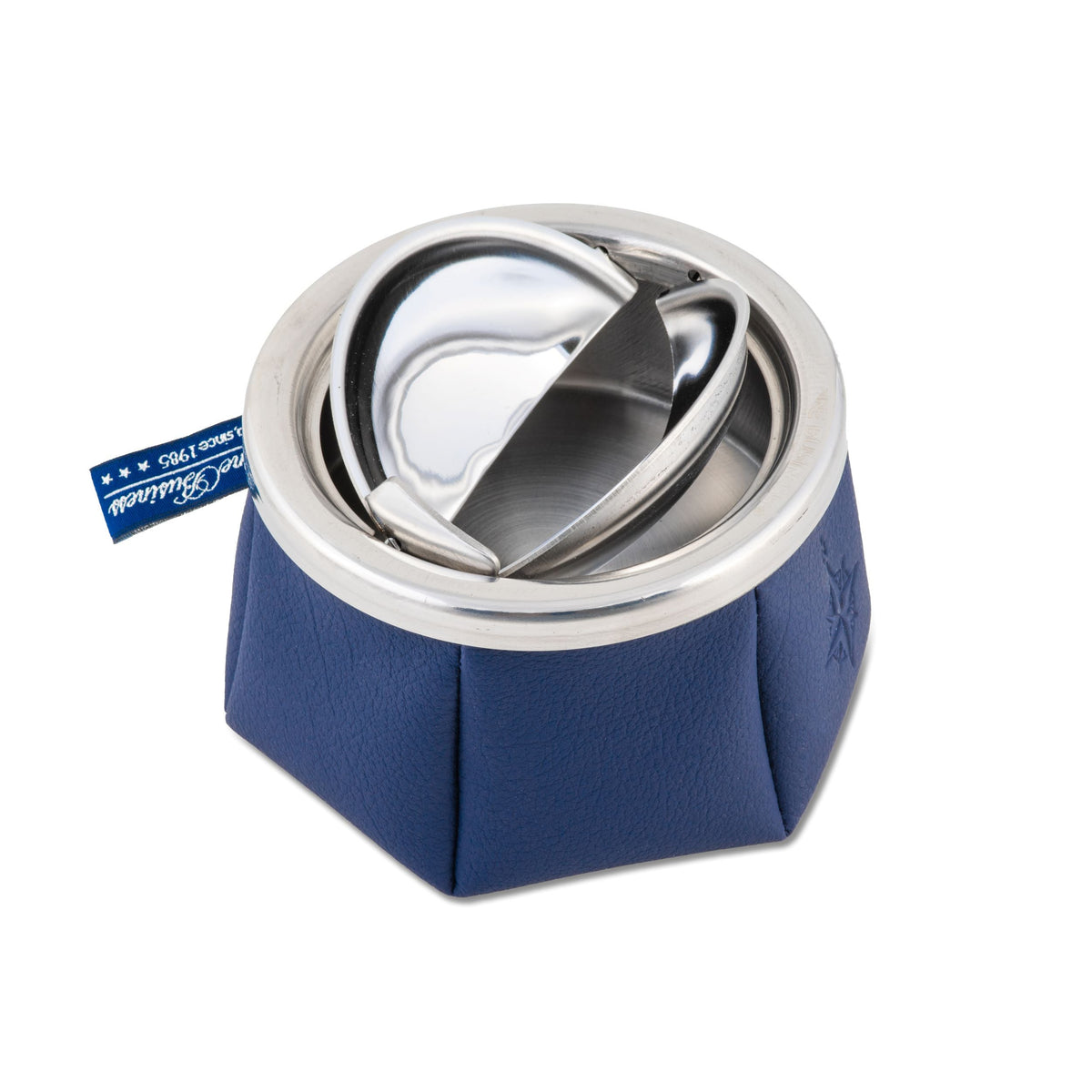 Blue Premium Windproof Ashtray with Stainless Steel Guard