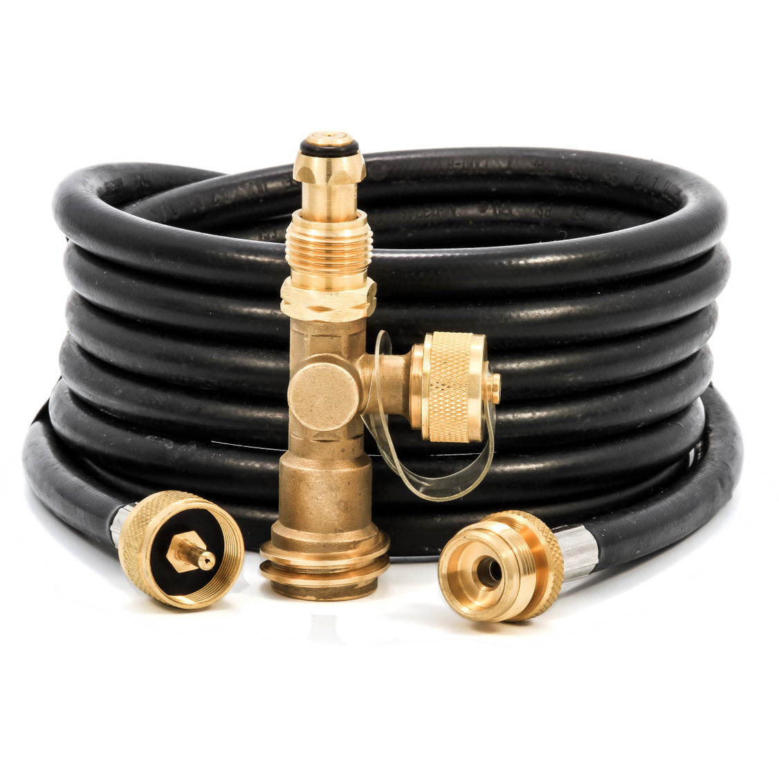 Camco Brass Tee with 3 Ports and 12' Hose