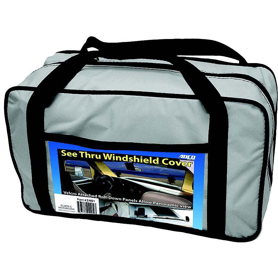 ADCO 2507 Class C Deluxe Windshield Cover With Roll-Up Windows For RV, White