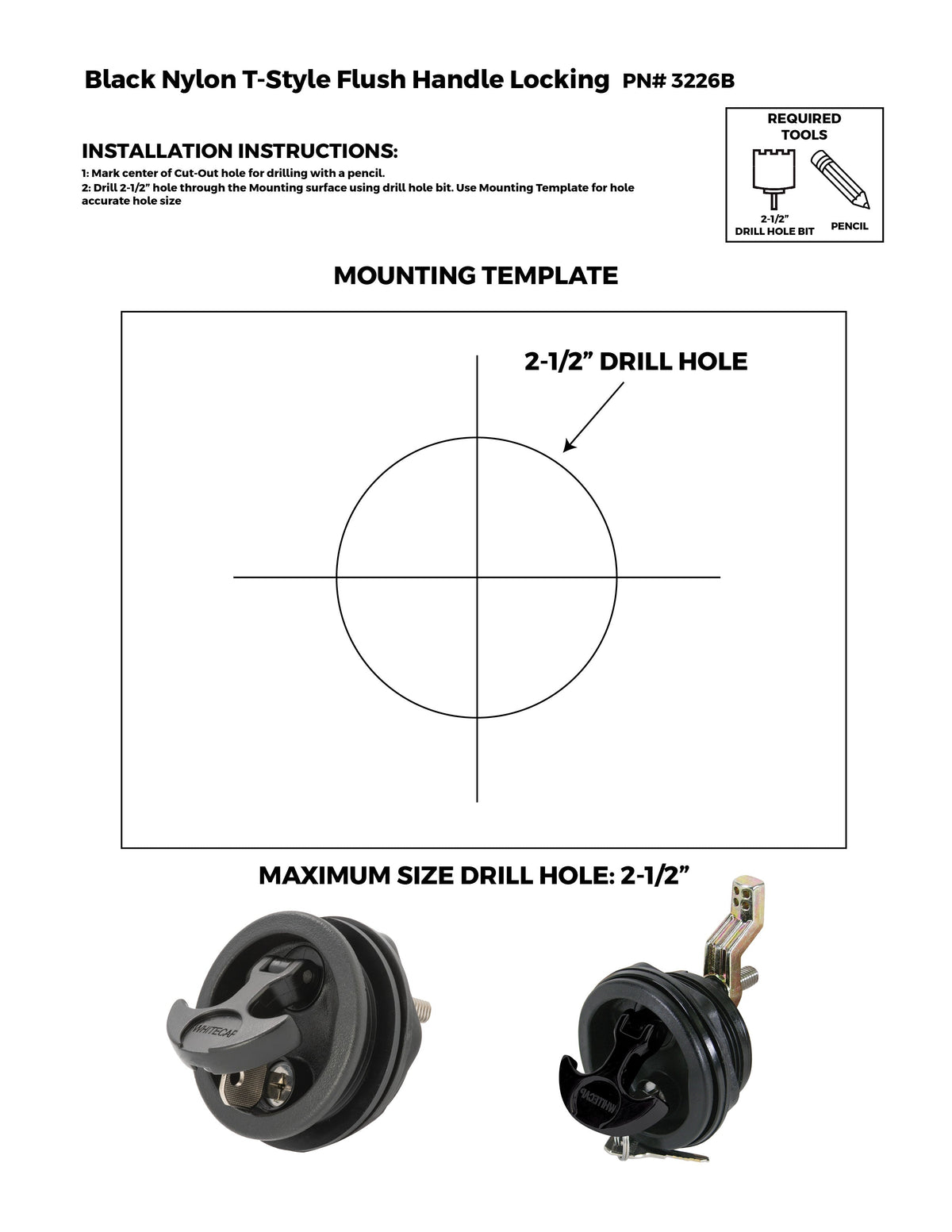 Nylon T-Handle Latch, NO Cam Bar