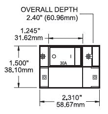 Blue Sea Systems, 360 Panel, Circuit Breaker, AC/DC, Flat Rocker, Double Pole, 50A, 7417