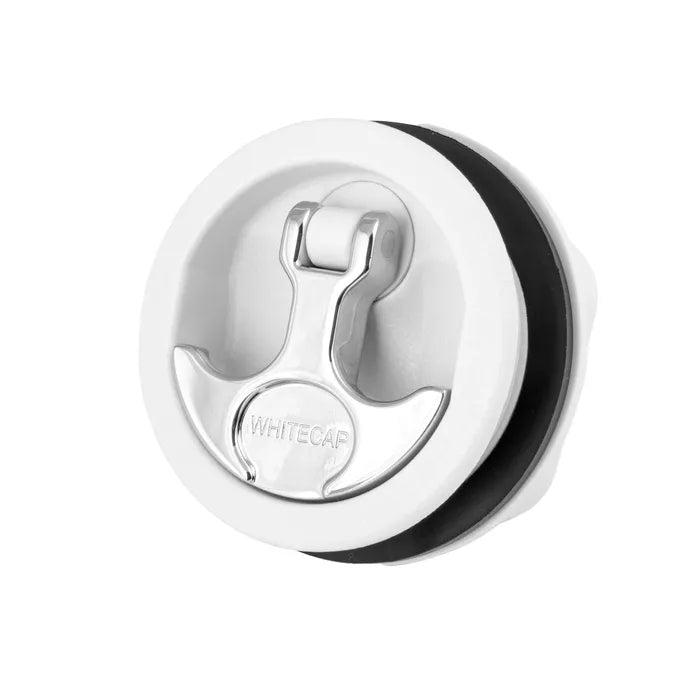 T-Handle Latch, Non-Locking, White Nylon w/ Chrome T-Handle, NO Cam Bar