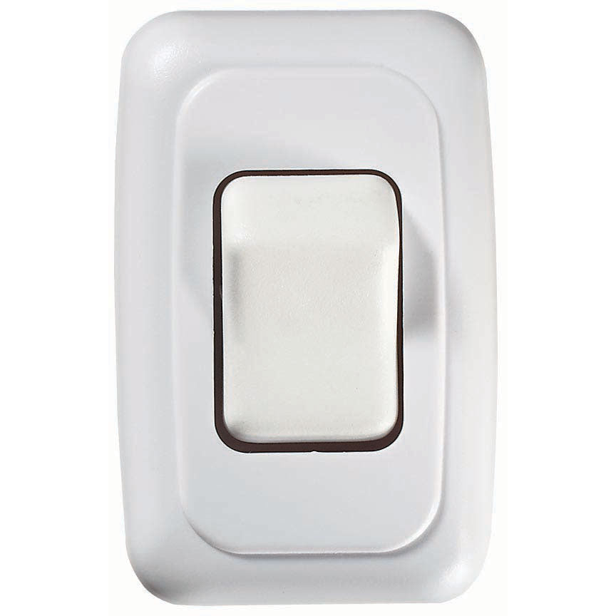 Contoured Wall Switch, White, Single, On/Off - SPST - Cut-Out 1-5/8"H x 1-1/4"W - Inc. Switch, Base & Bezel