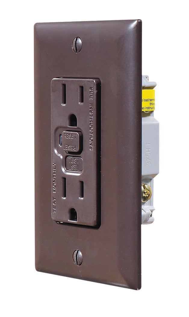 Brown Dual GFCI Outlet w/Cover-Plate